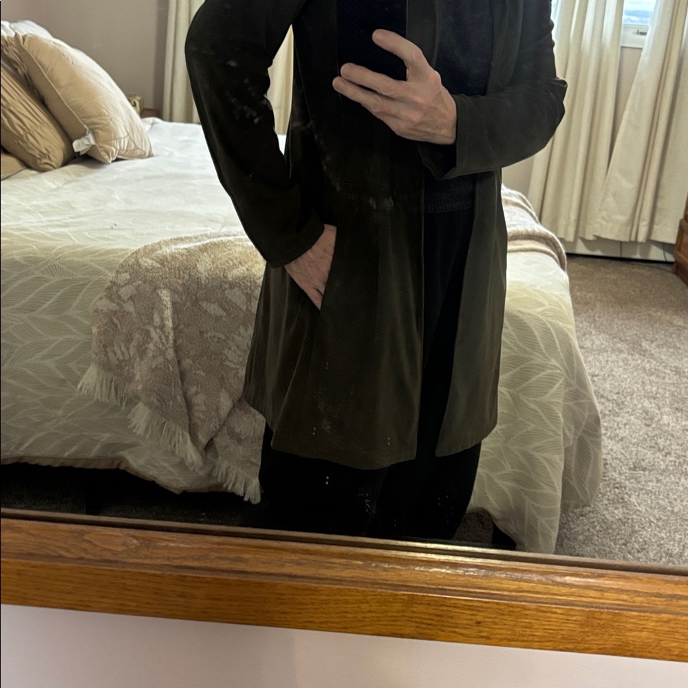 Olsen Longline Open Blazer Coat (Olive Green)